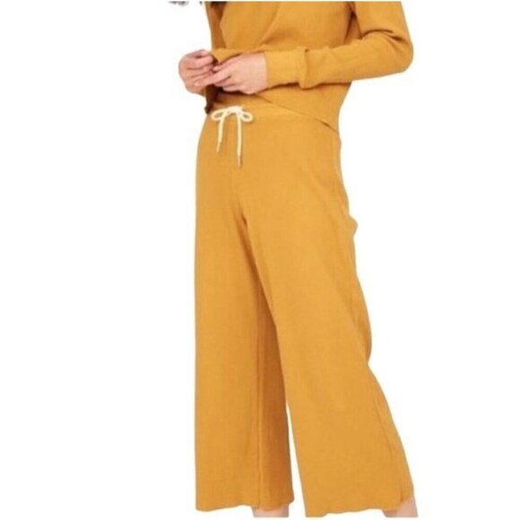 NWT MATE the Label Yellow Organic Thermal Wide Leg Pant - S - Picture 1 of 9